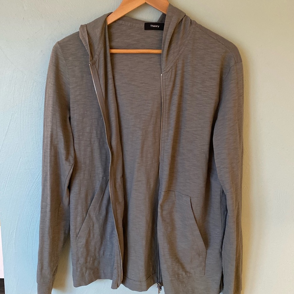 Theory Grey/Green Zip Hoodie
